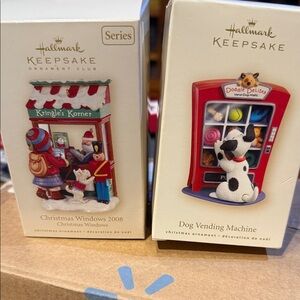 Hallmark Keepsake Kringle's Korner and Dog Vending Machine Ornaments